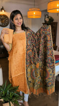 Pen kalamkari tusser silk