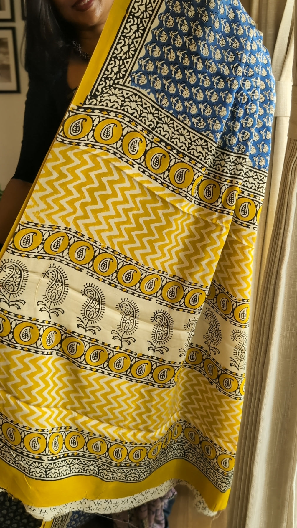 Modal silk ajrakh printed saree