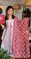 Kota printed set white red combo