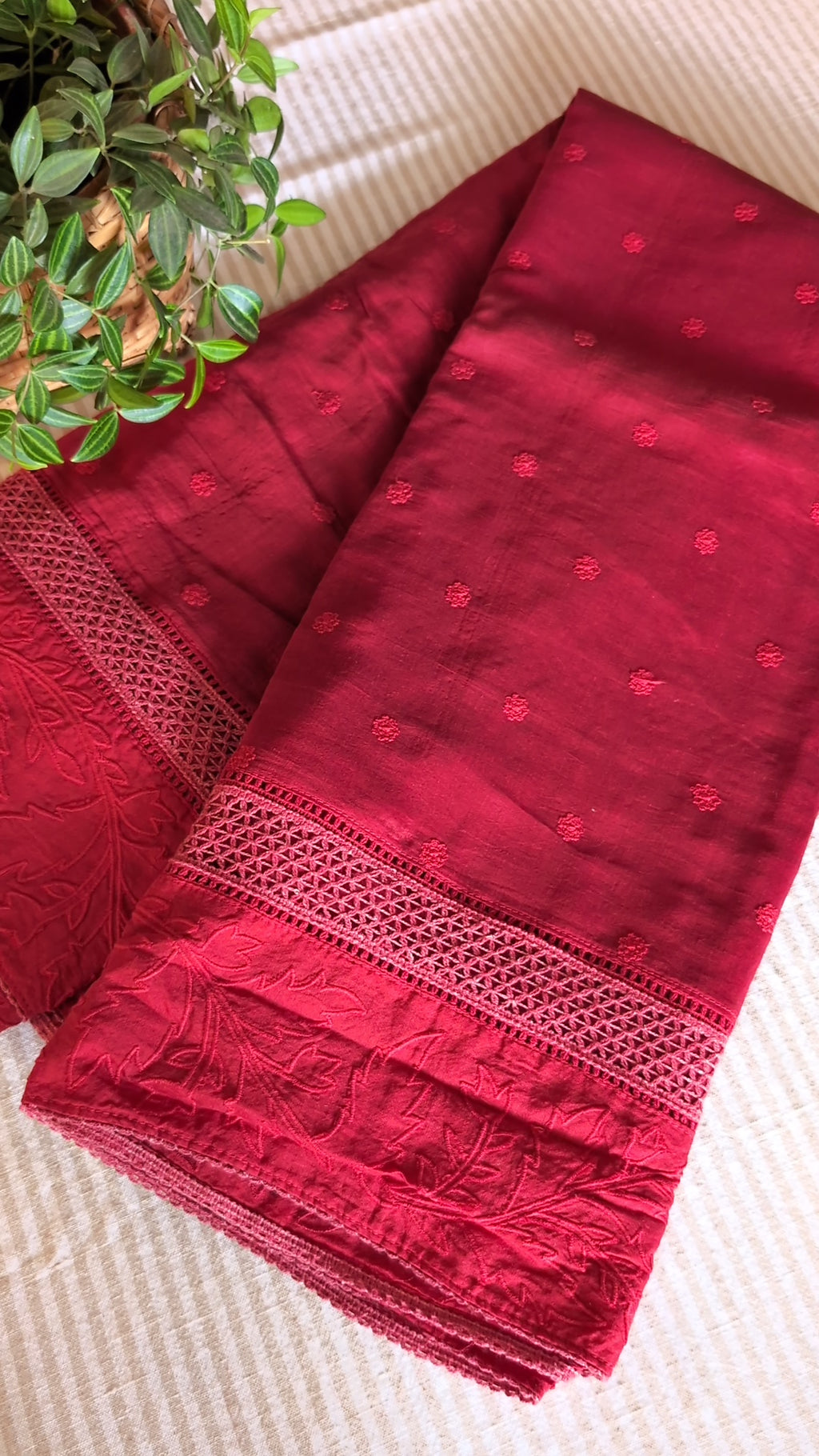 Mul chanderi applique woven saree