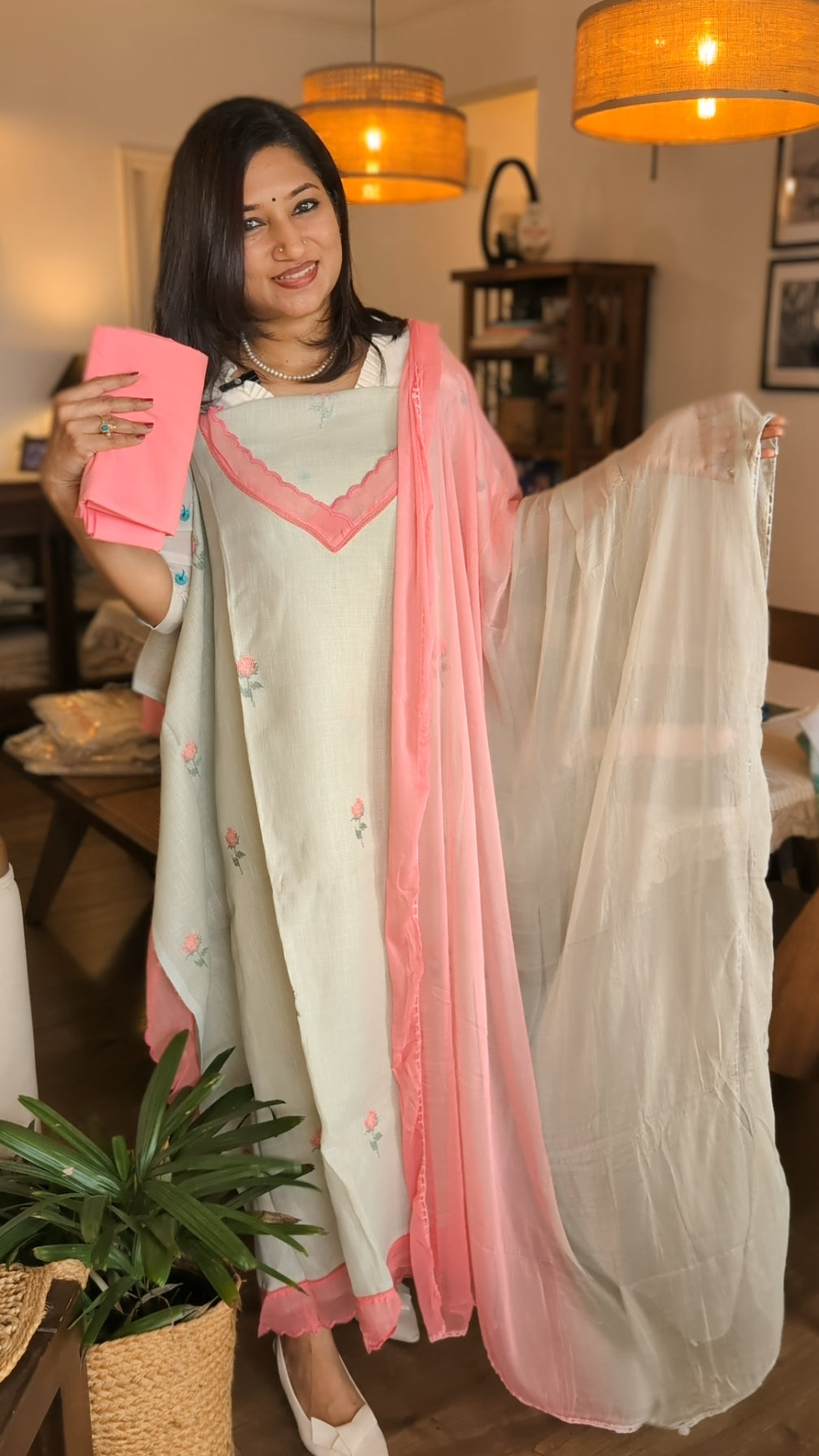 Cotton -Linen set with cross stitch