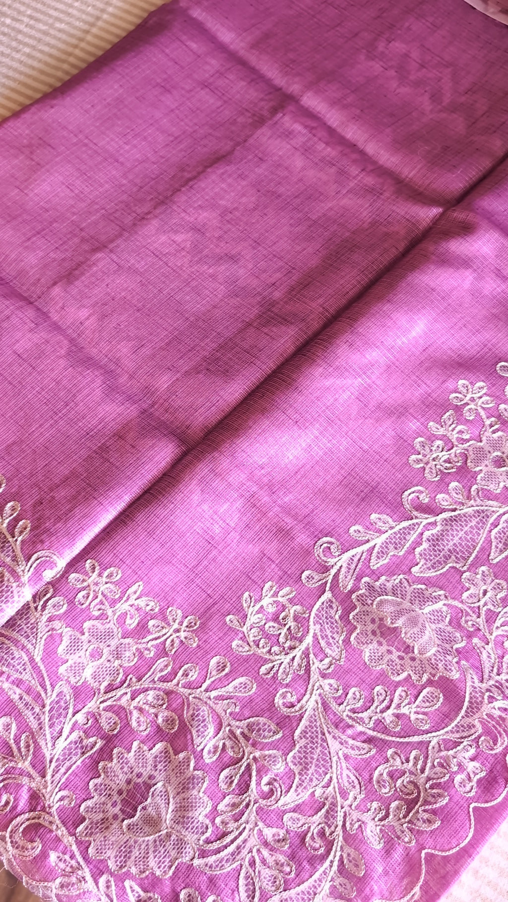Silky kota embroidery saree