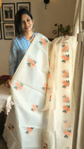 Munga kota light cream Cross stitch saree