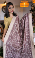 Semi Tusser thread work saree