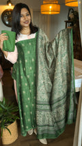 Semi raw silk woven set