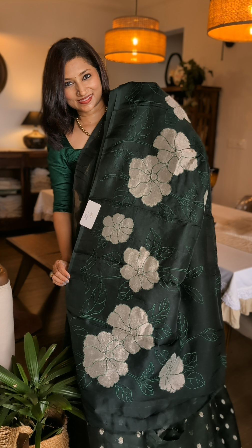 Pure Organza tissue Applique saree