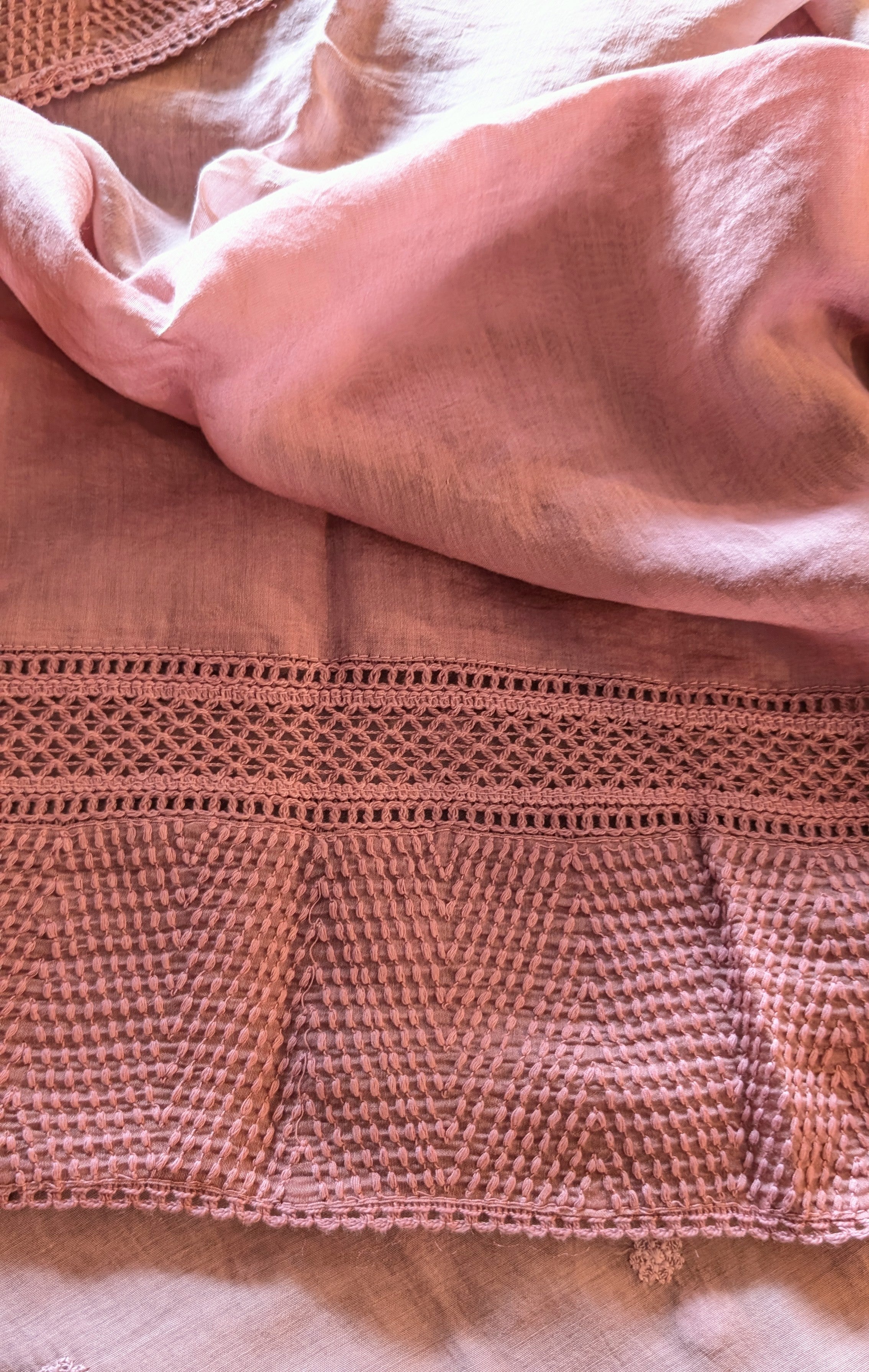 Mul chanderi crochet saree