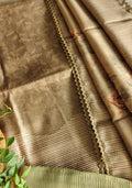 Slub linen olive brown digital print set