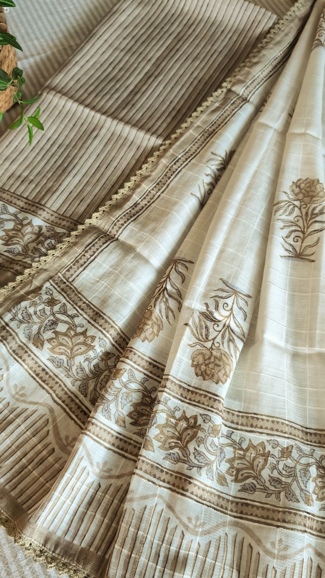 Cotton linen blend striped set