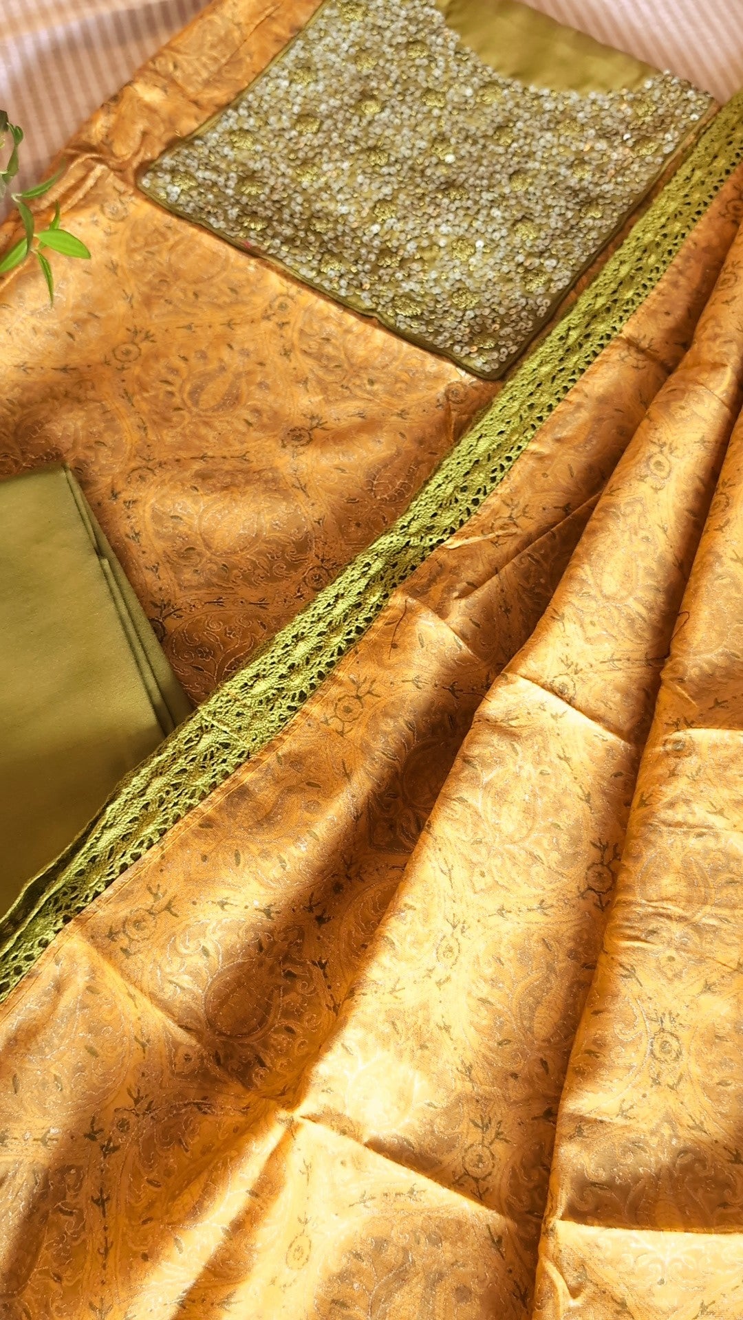 Chanderi silk suit set  handwork