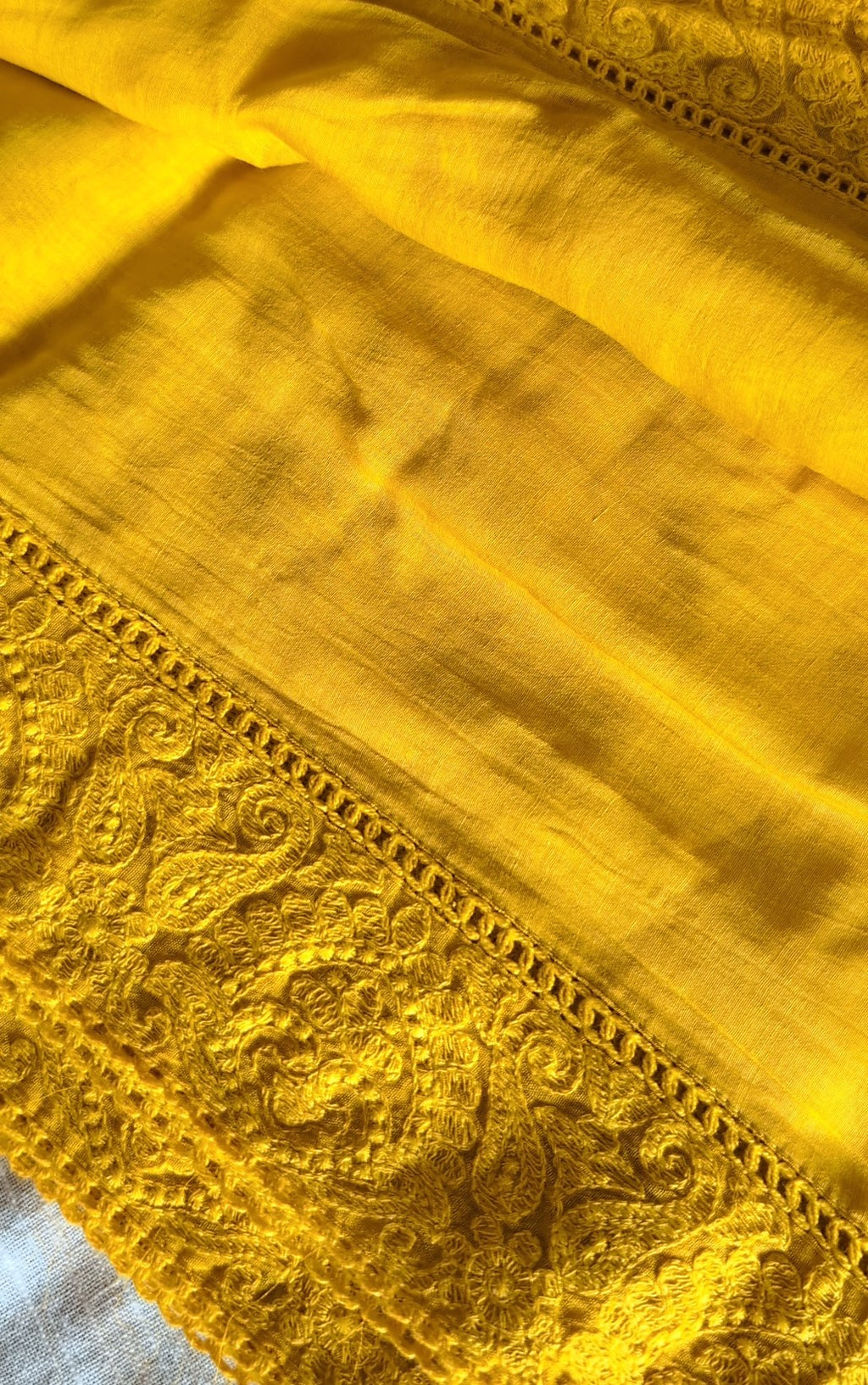Mul Chanderi Applique Saree