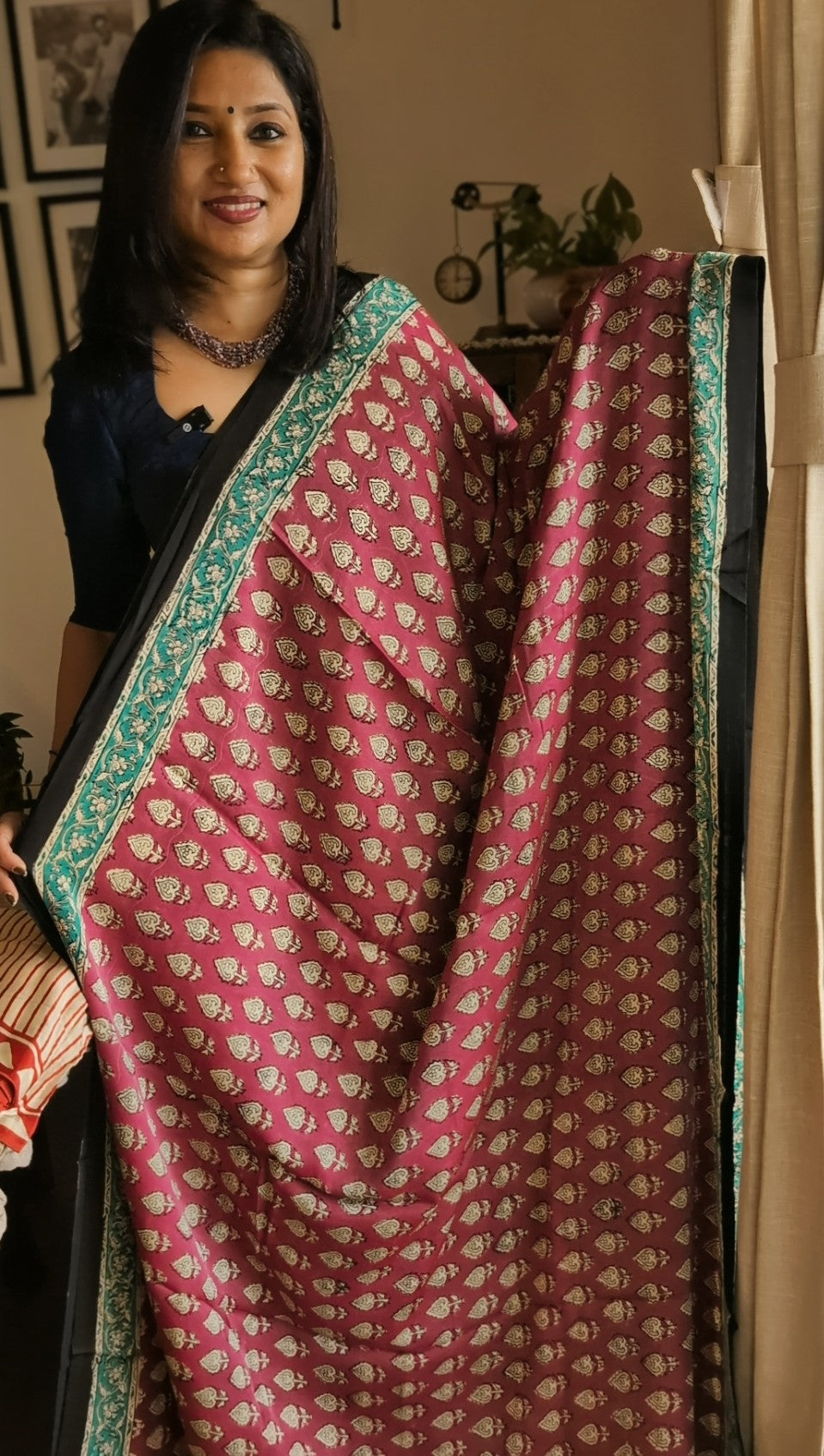 Modal silk ajrakh printed saree