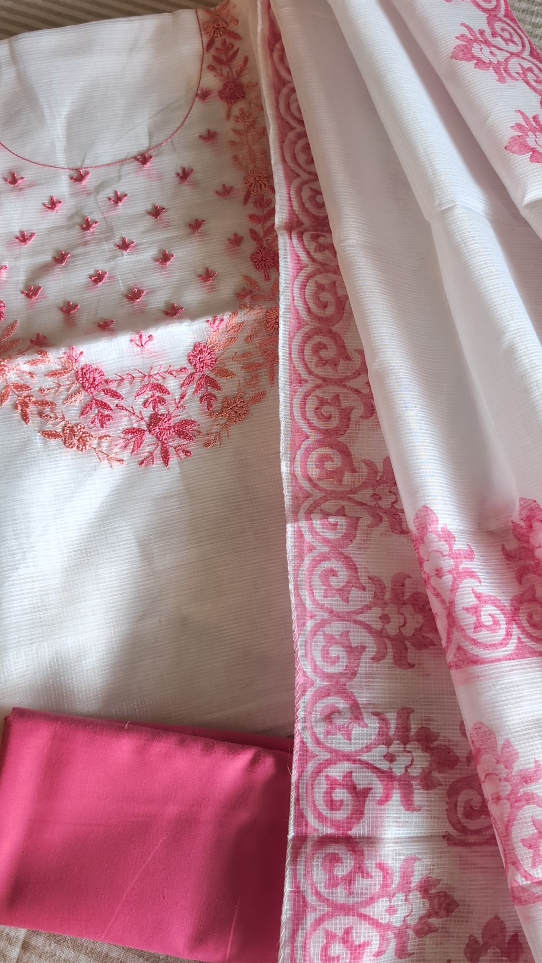 Net kota with handwork yoke set