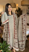 Muslin Bagru  grey red printed set