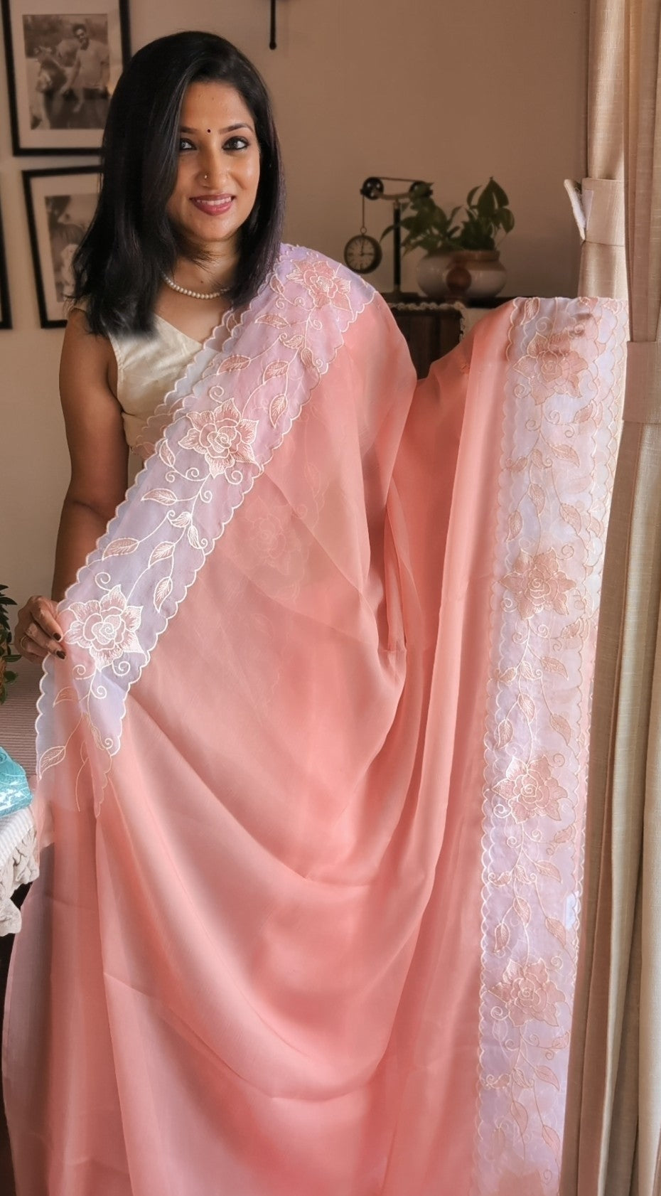 Soft crush organza saree