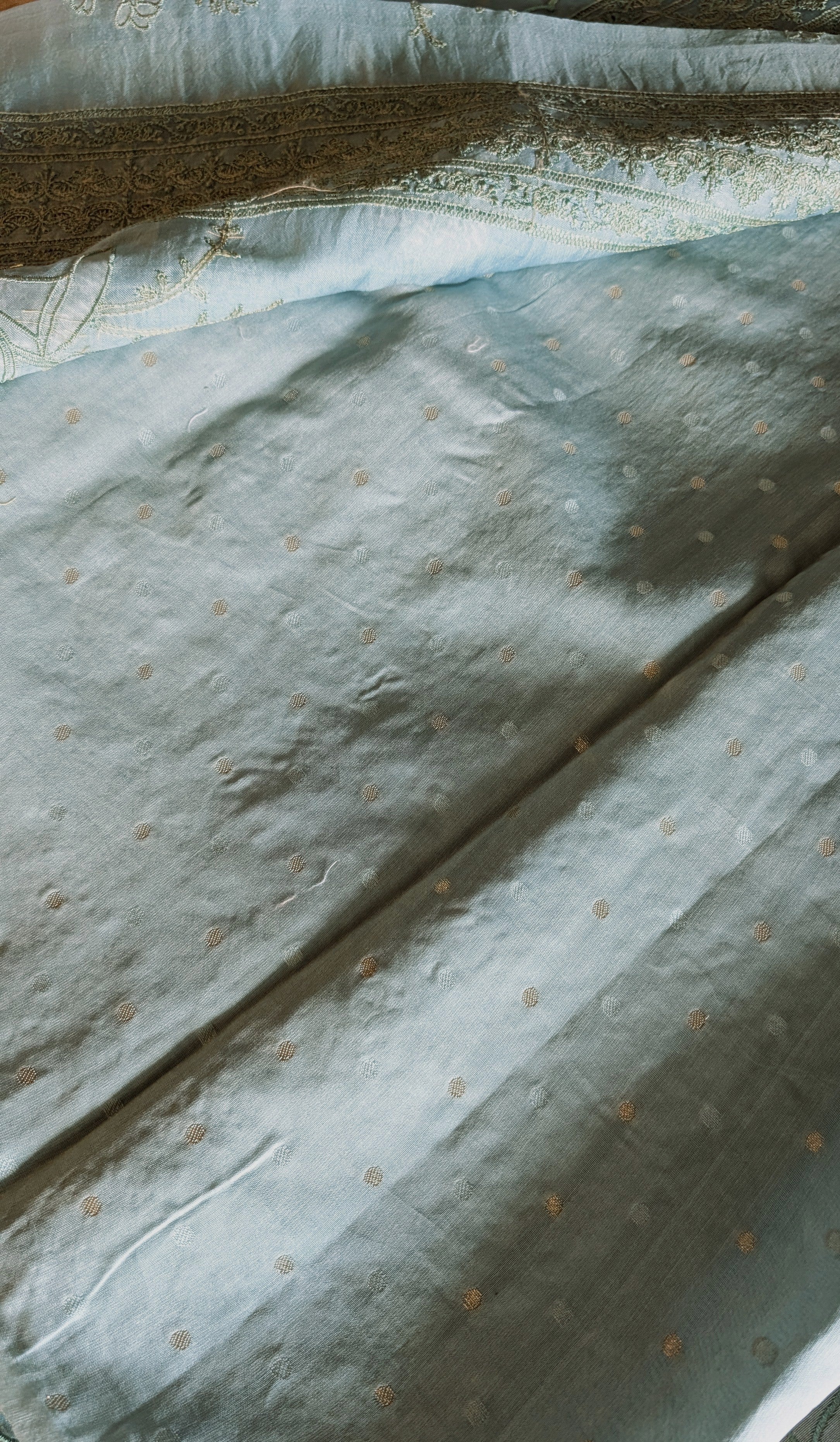Pure organza tissue applique saree