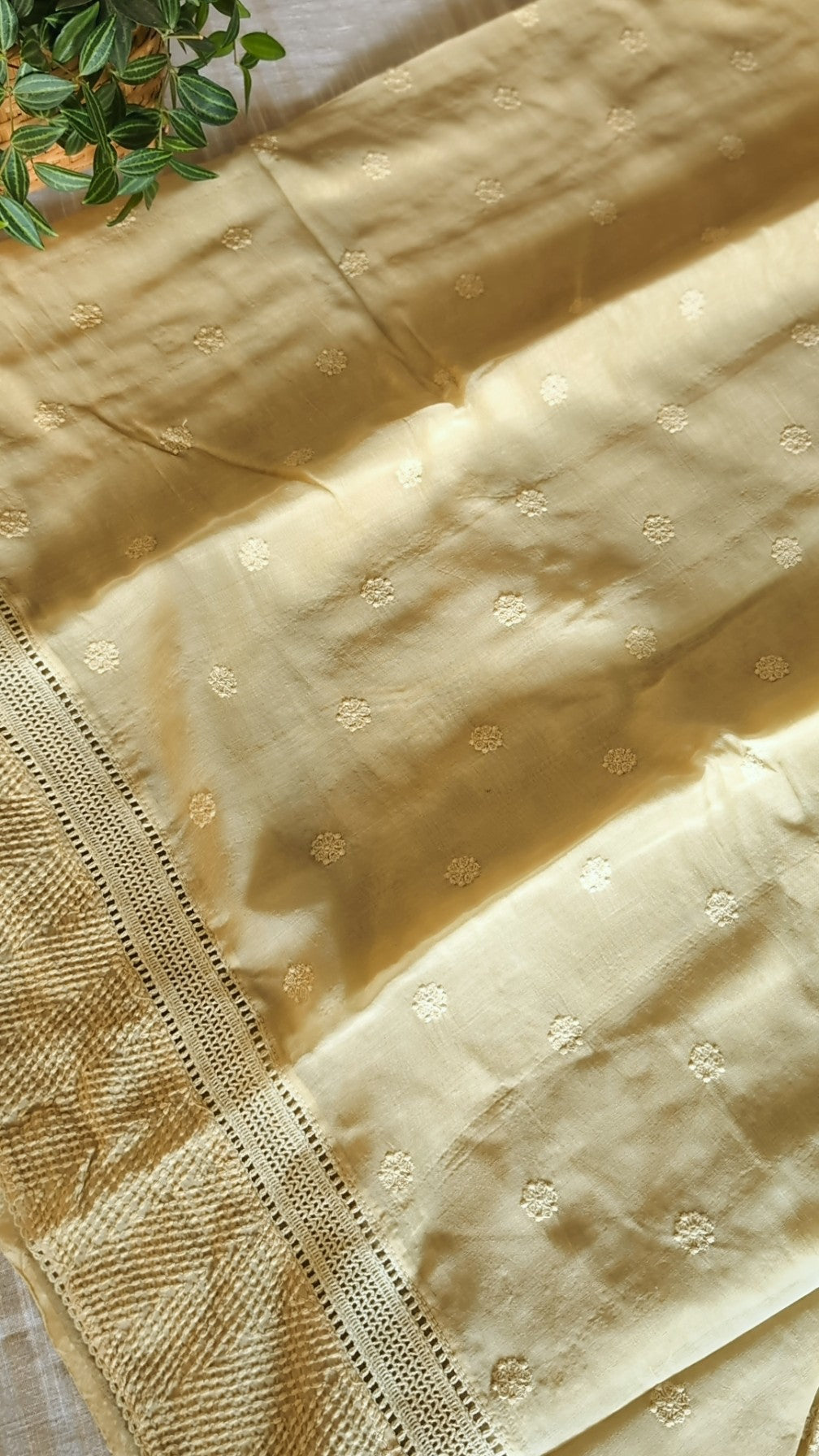 Mul chanderi applique woven saree