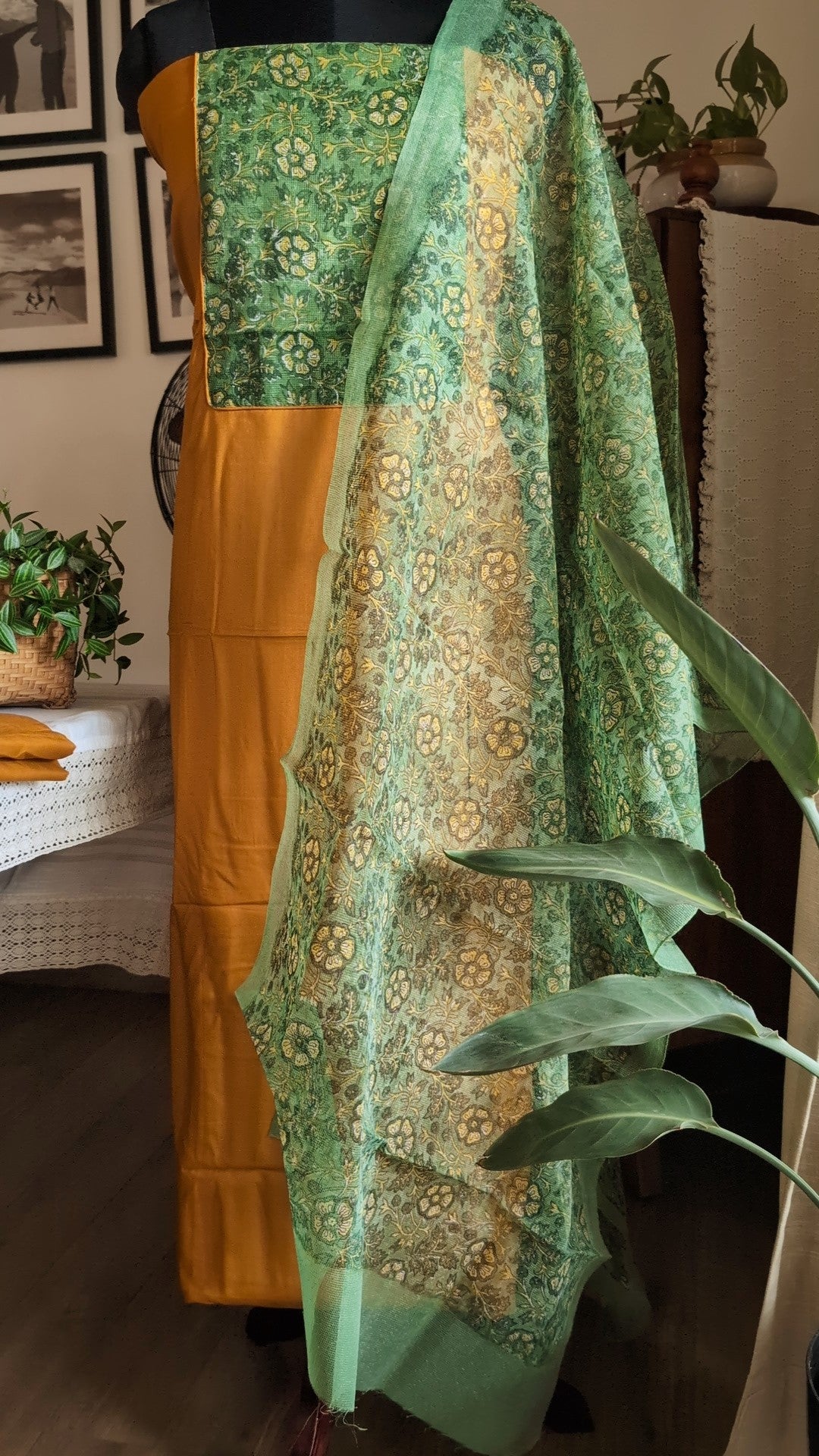 Cotton top printed floral kota dupatta