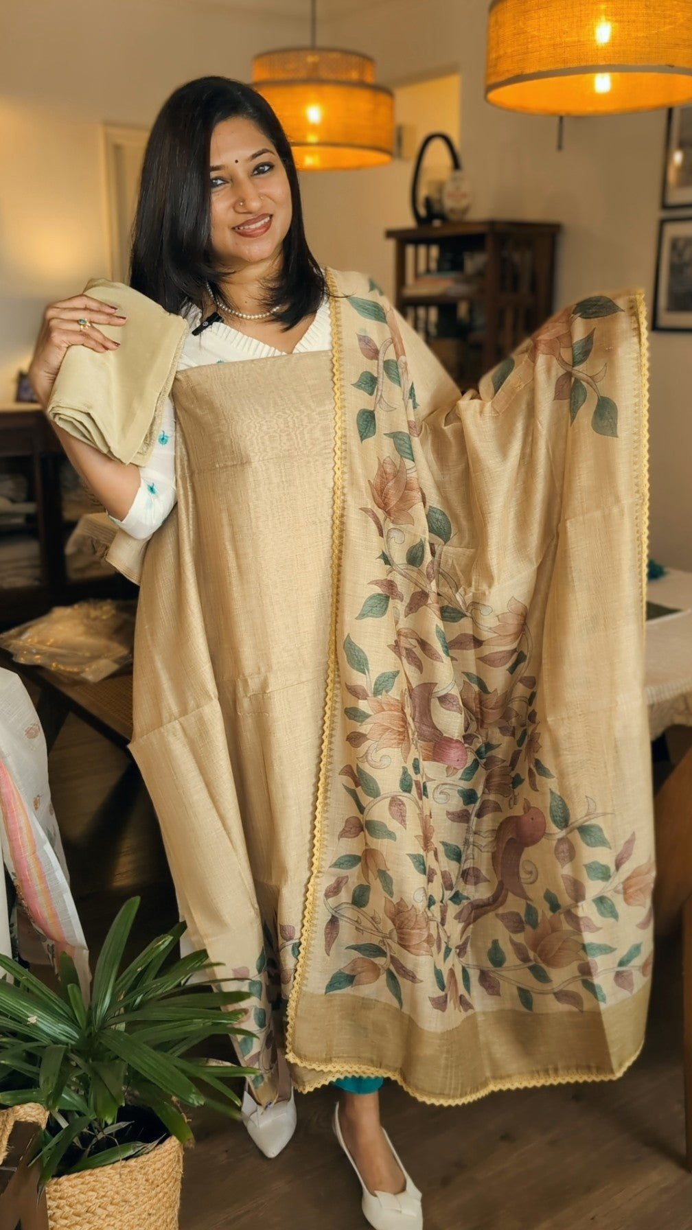 Chanderi blend casual wear set