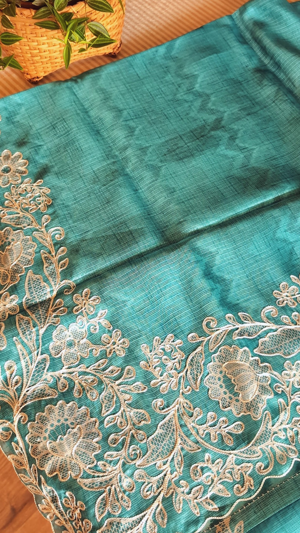 Silky kota saree with embroidery