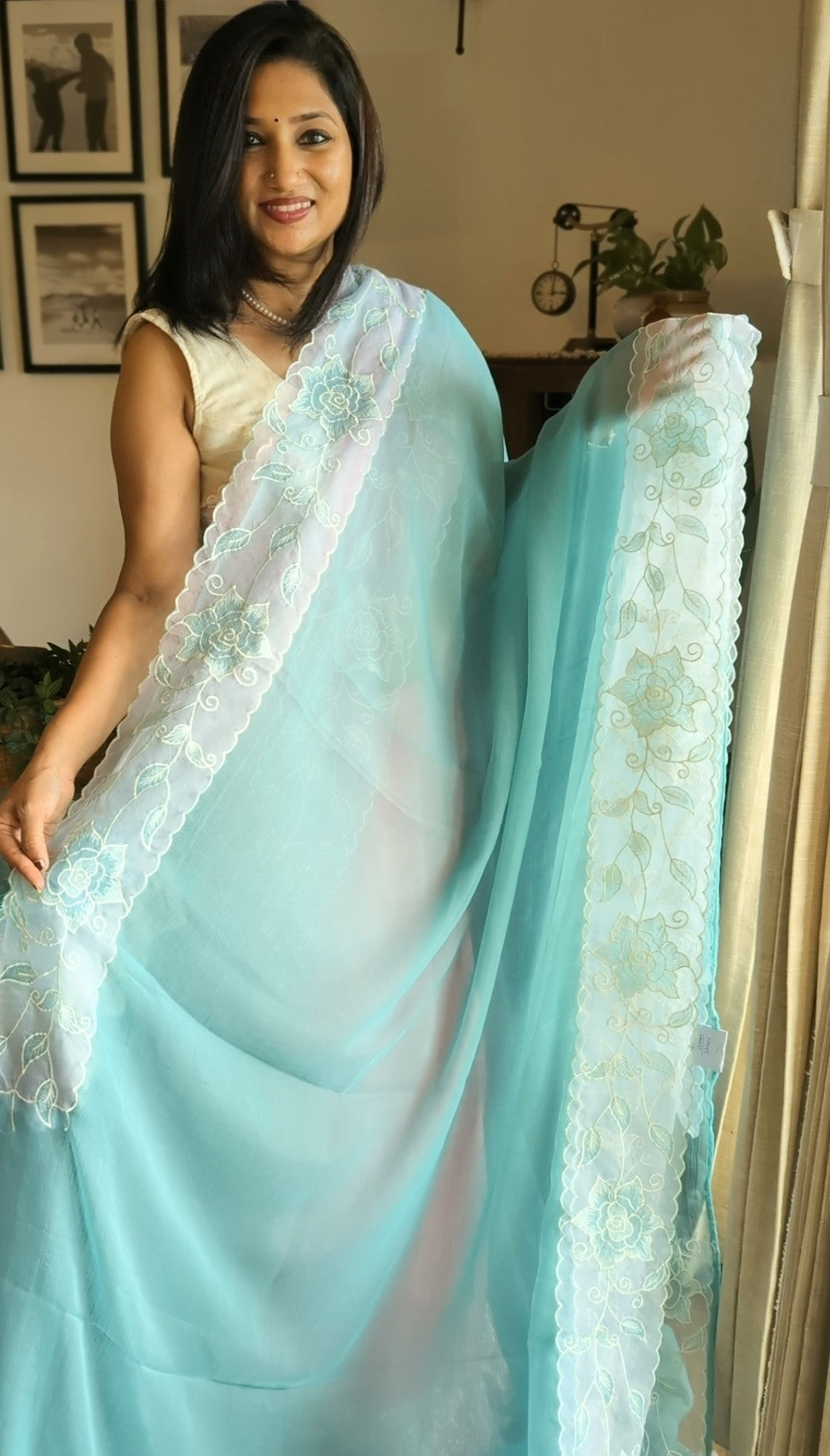 Soft crush organza saree