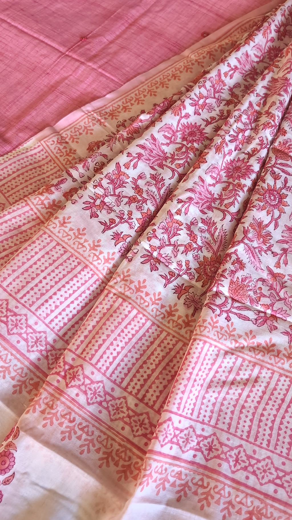 Pink Cotton set with printed dupatta