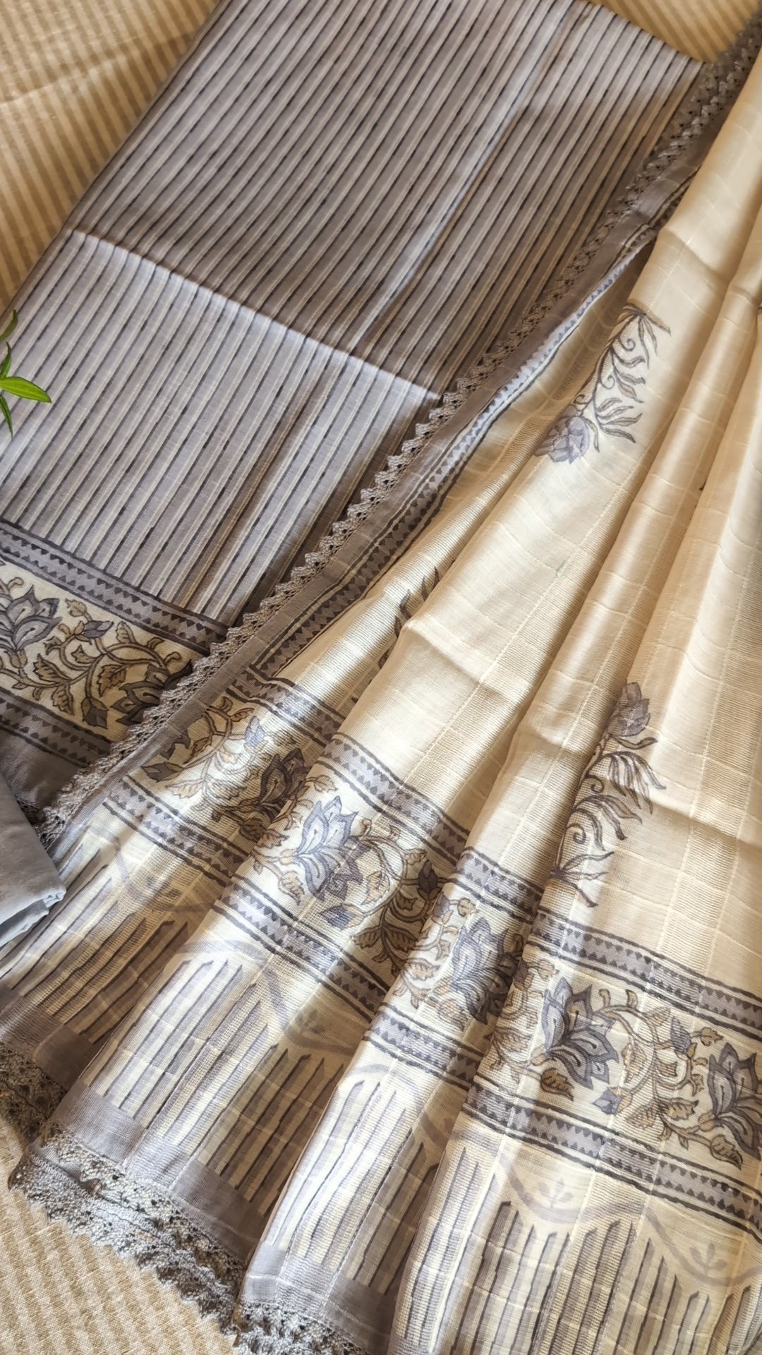Cotton linen blend striped set