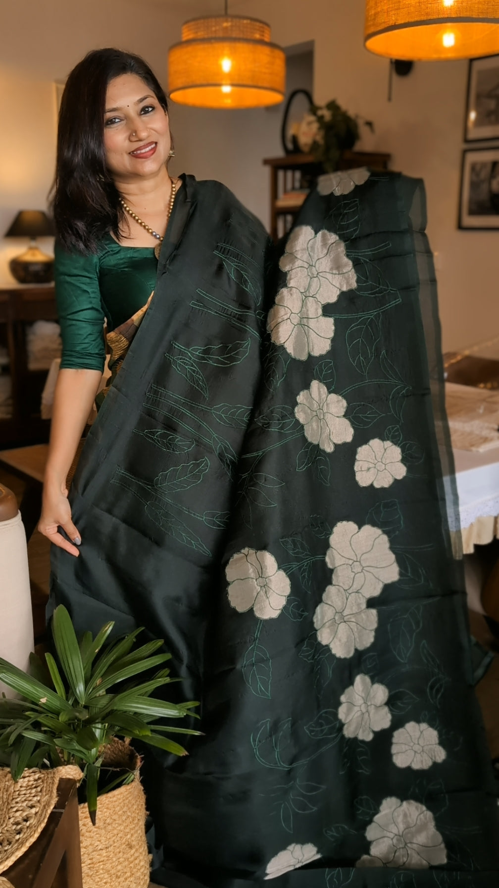 Pure Organza tissue Applique saree