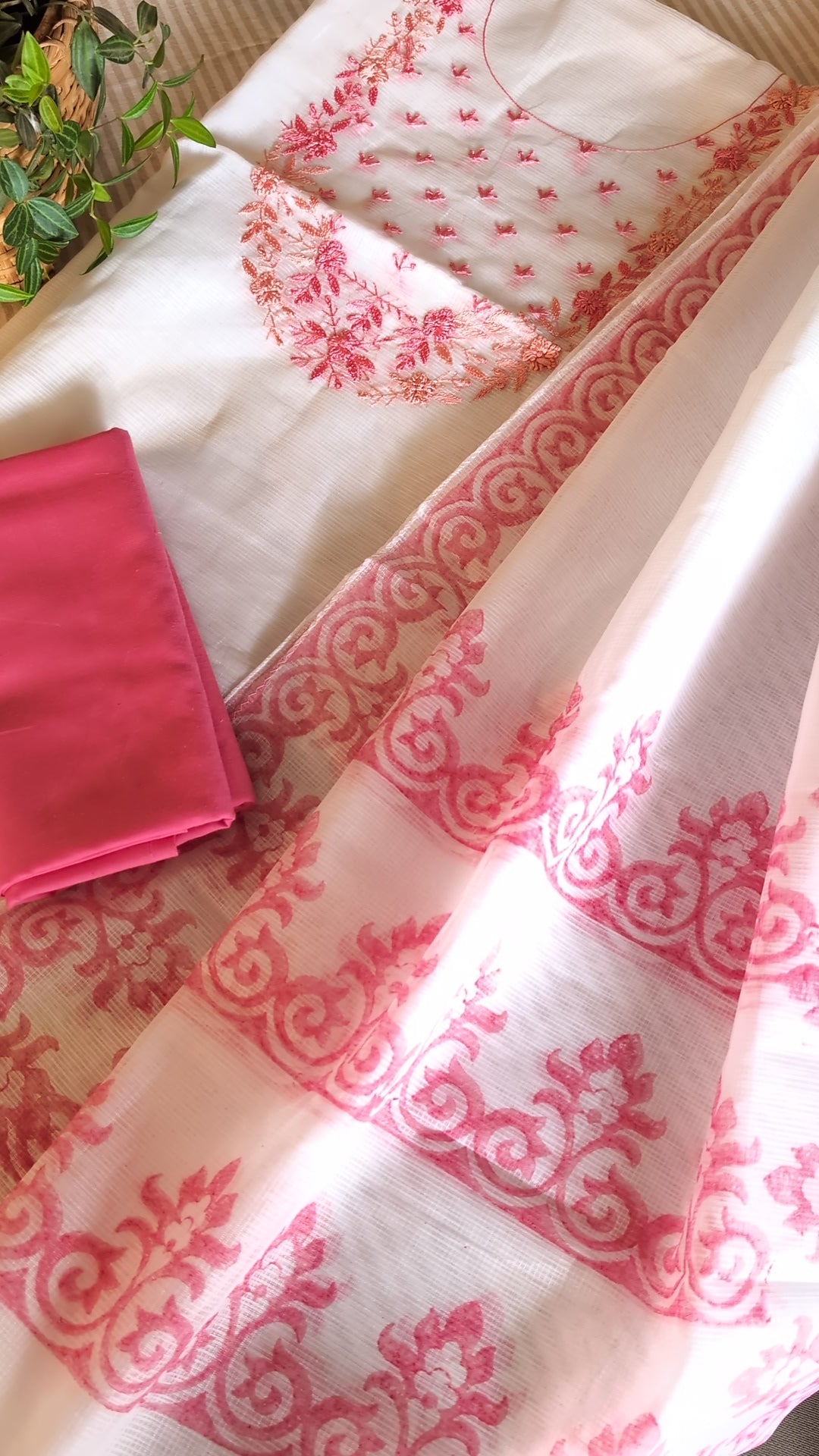Net kota with handwork yoke set