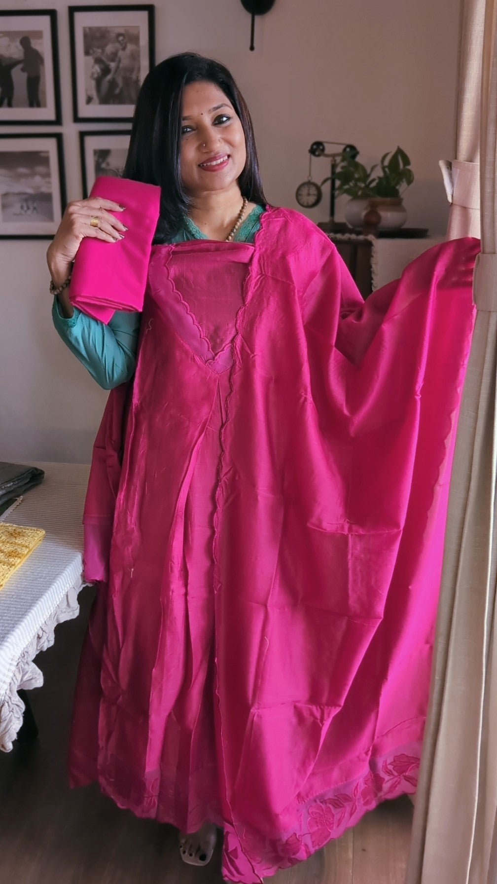Chanderi semi patterned set