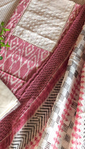 Ikkat cotton pink yoke cream