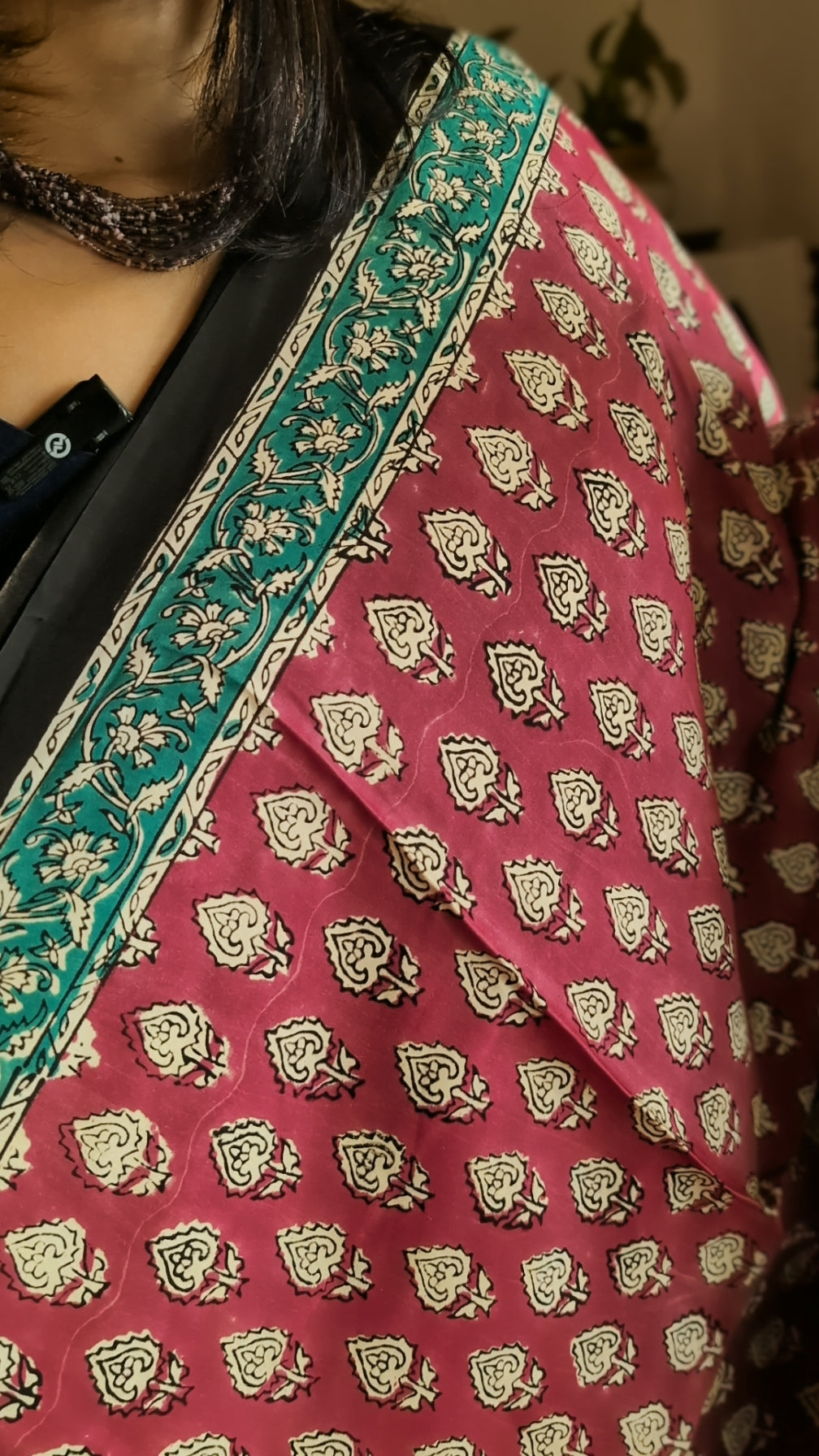 Modal silk ajrakh printed saree