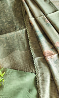 Slub linen sage green digital print set