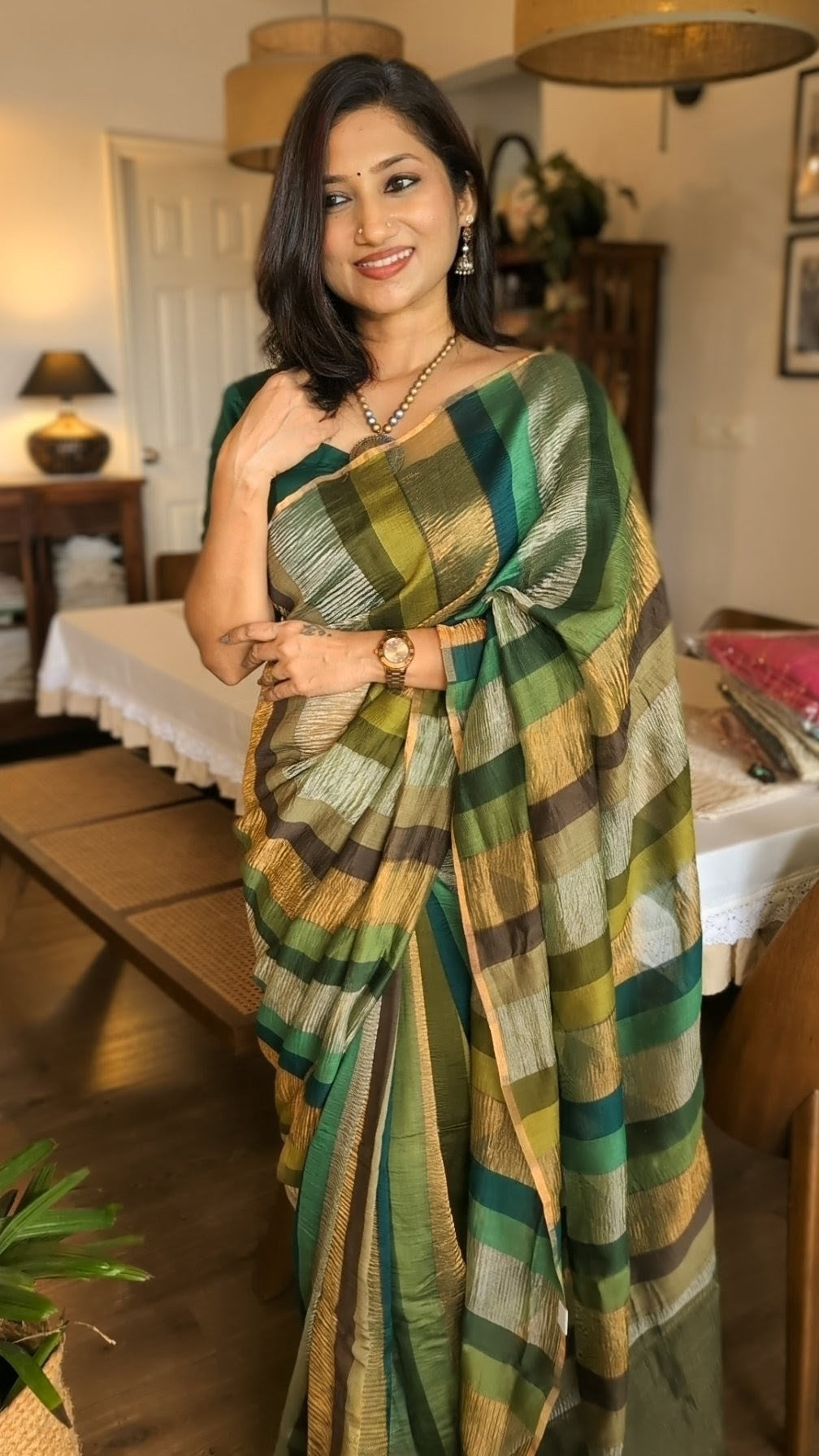 Chanderi soft tissue crush drape