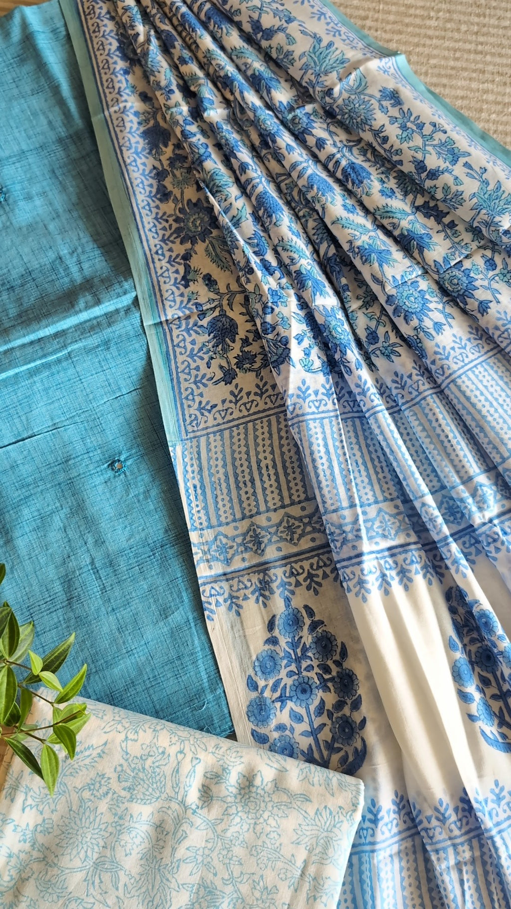 Cotton top with printed cotton dupatta