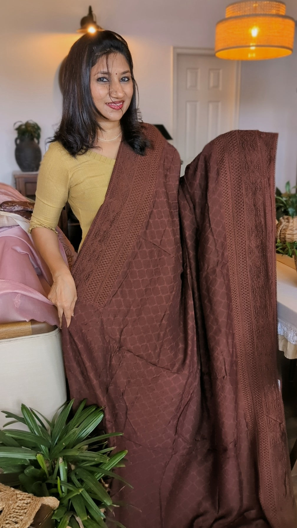 Jacquard woven chikkankari saree
