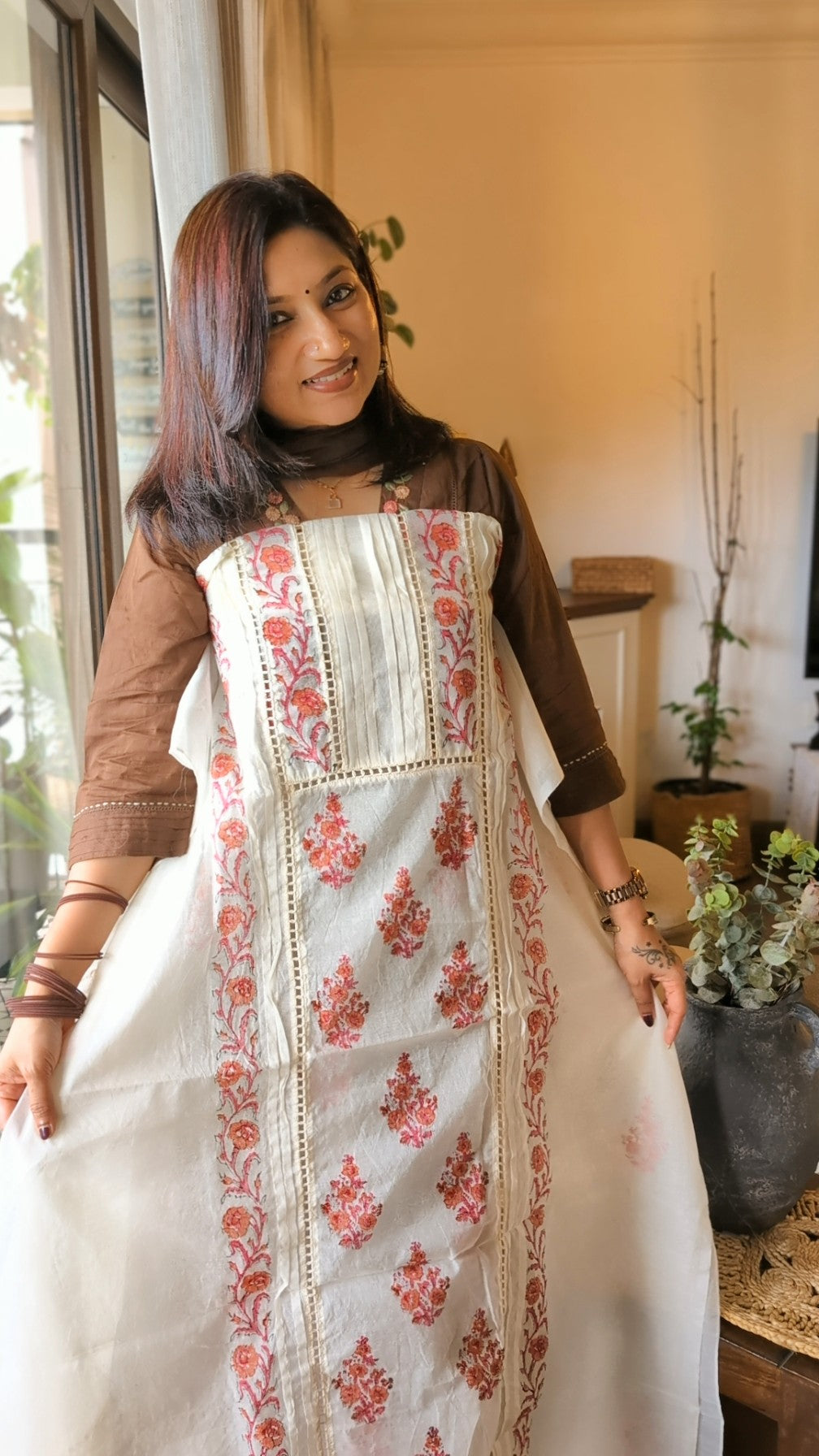 Onam Top pink Paisely